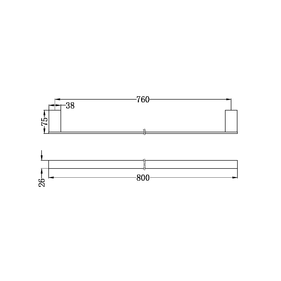 CELIA SINGLE TOWEL RAIL 800MM BRUSHED NICKEL (NR4630BN)