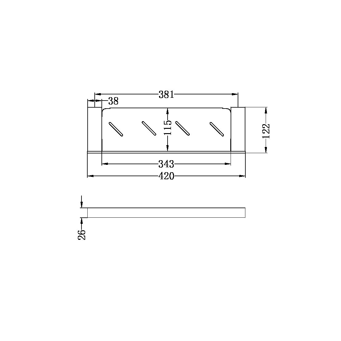CELIA METAL SHELF BRUSHED NICKEL (NR4687aBN）