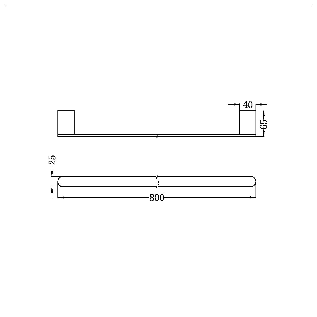 BIANCA SINGLE TOWEL RAIL 800MM BRUSHED BRONZE (NR9030BZ)
