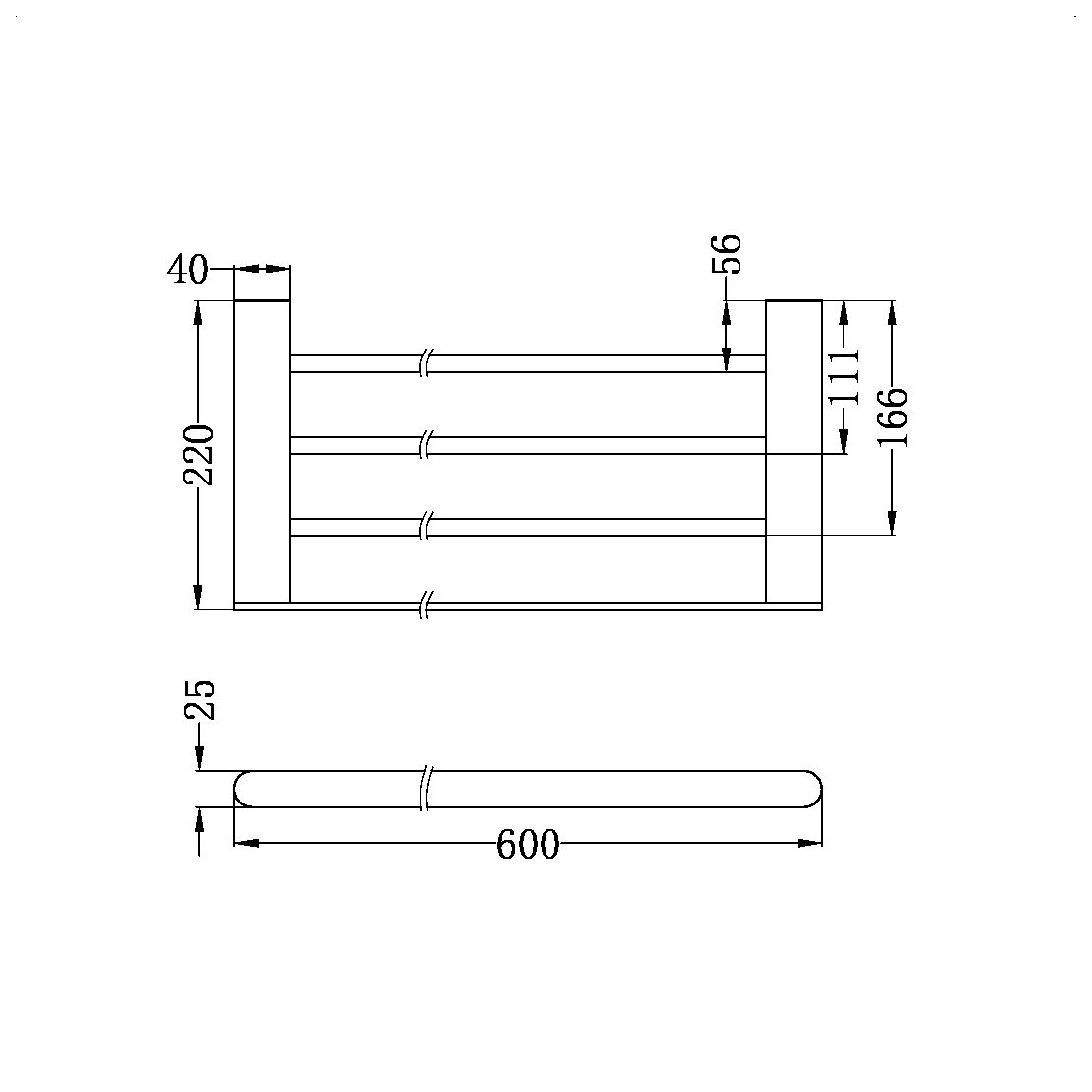 BIANCA TOWEL RACK CHROME (NR9089CH)