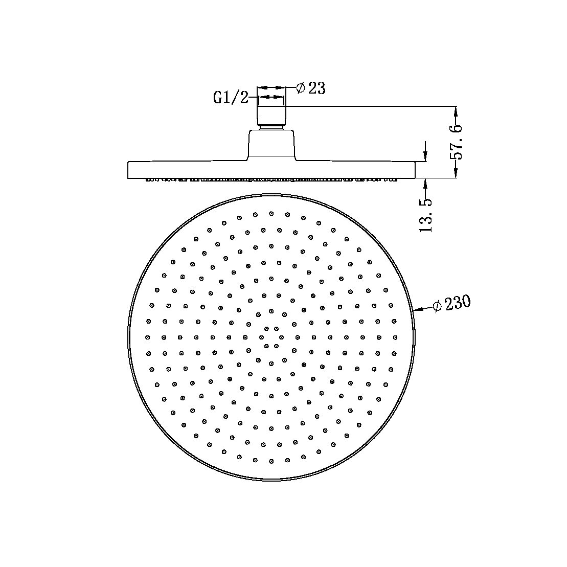 230MM AIR SHOWER HEAD MATTE BLACK (NR508076MB)