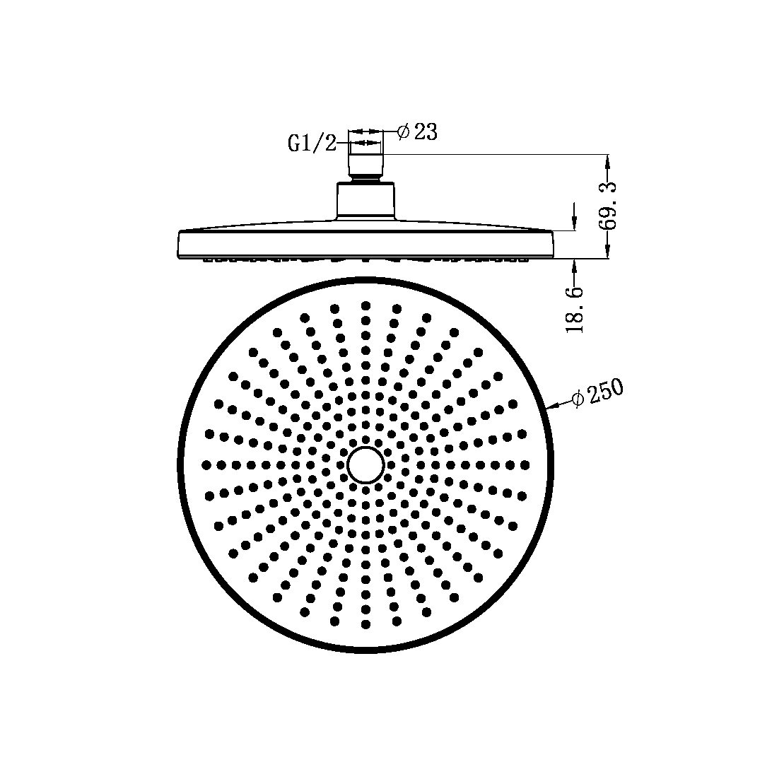 250MM OPAL SHOWER HEAD BRUSHED NICKEL (NR508079BN)