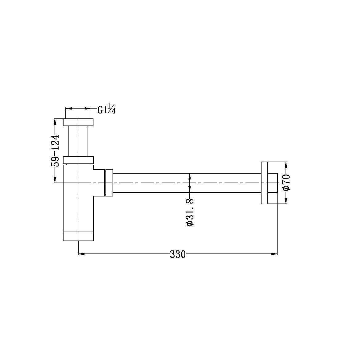 BOTTLE TRAP 32MM CHROME (NRA186CH)