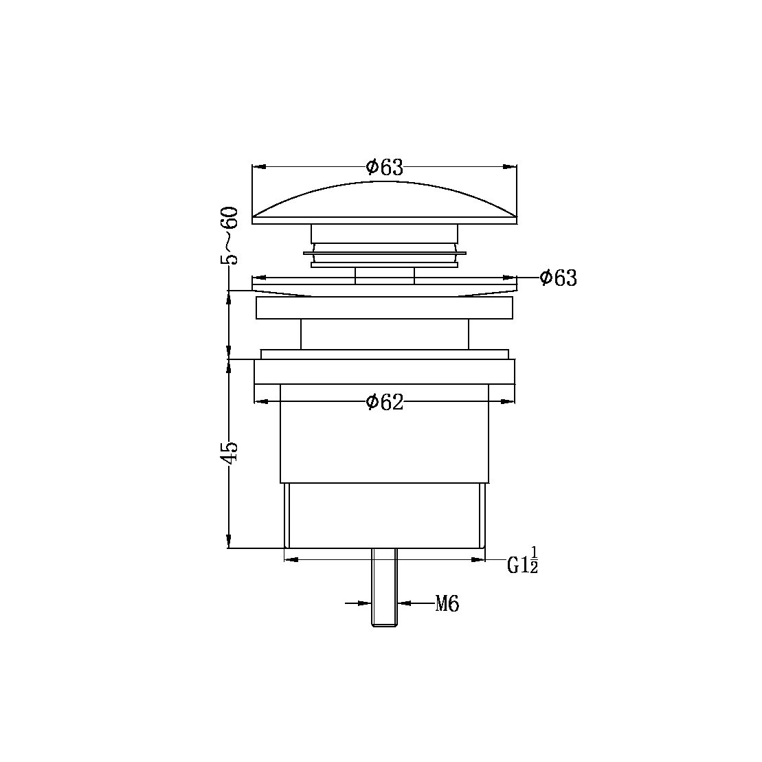UNIVERSAL POP UP WASTE GUN METAL (NRA706GM)