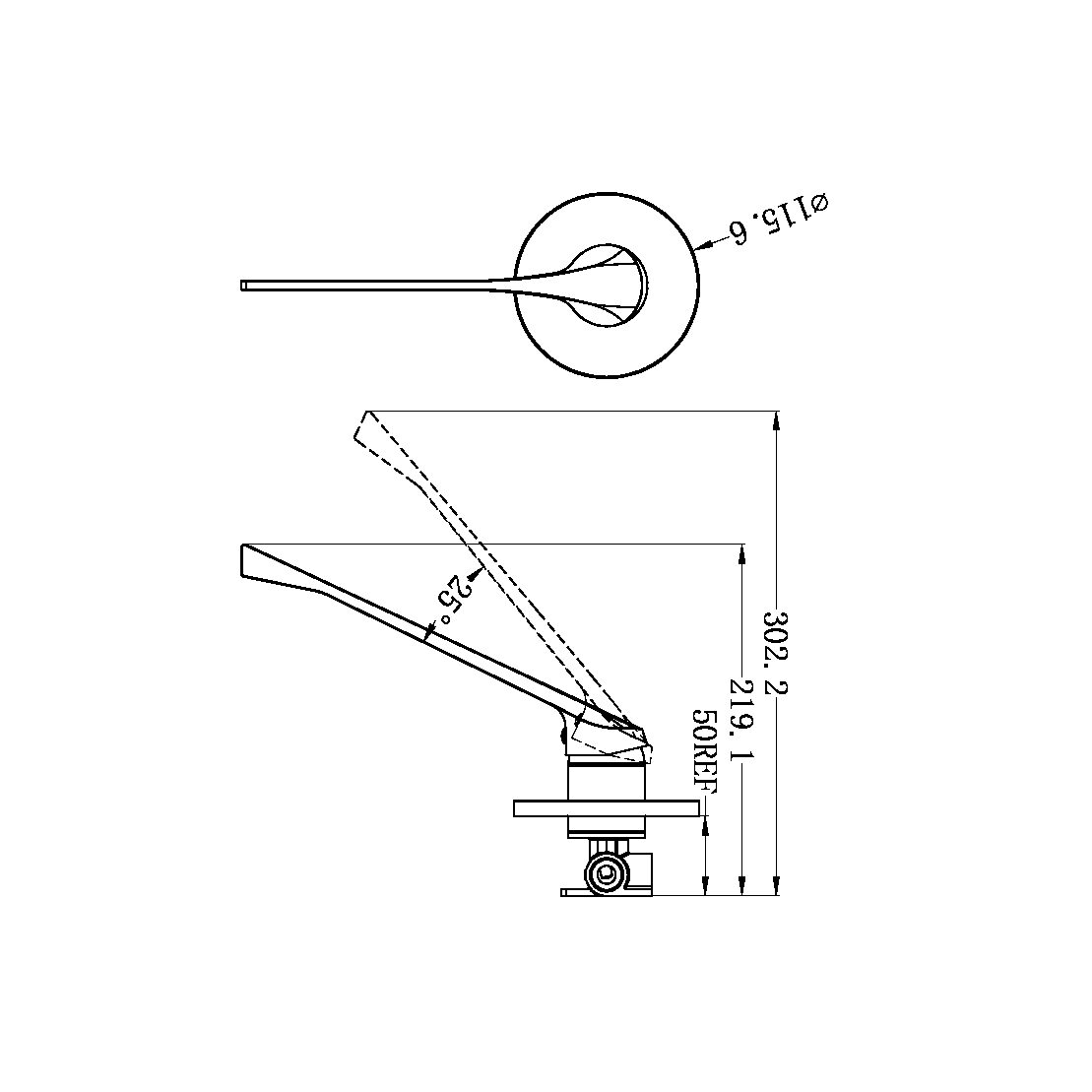 CLASSIC CARE SHOWER MIXER EXTENDED HANDLE CHROME (NR110009eCH）