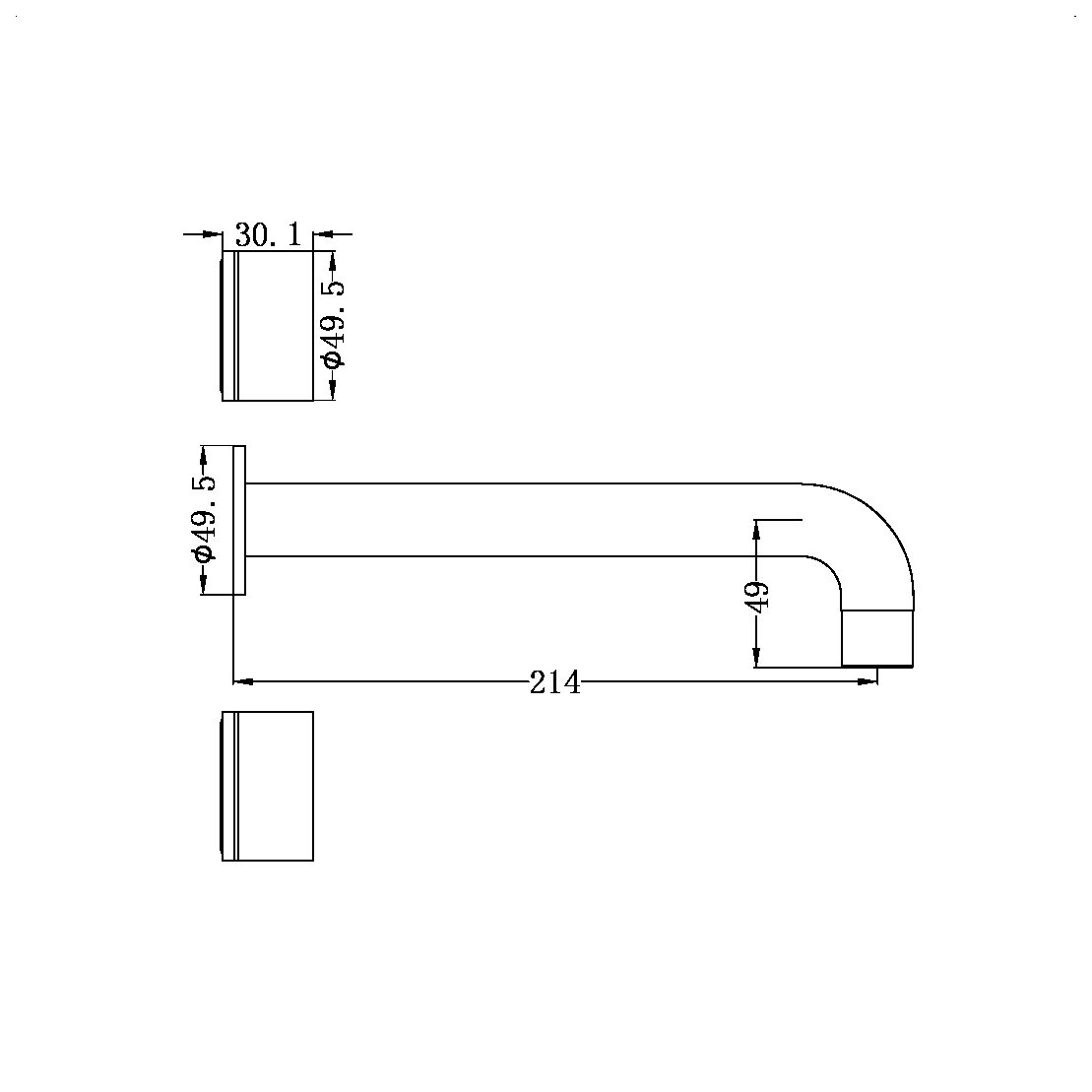 KARA WALL BASIN SET (217MM) BRUSHED GOLD (NR211707a217BG)