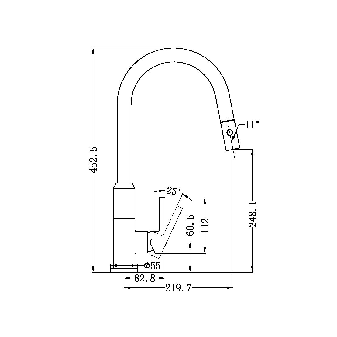 PEARL PULL OUT SINK MIXER WITH VEGIE SPRAY FUNCTION CHROME (NR231708CH)