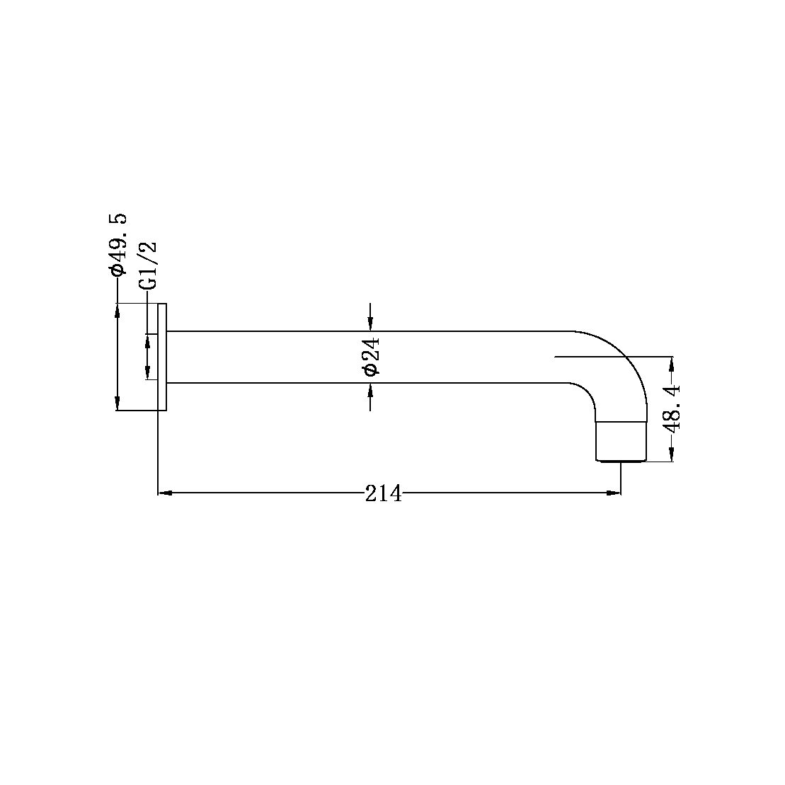 DOLCE BASIN/BATH SPOUT GUN METAL (NR250803200GM)