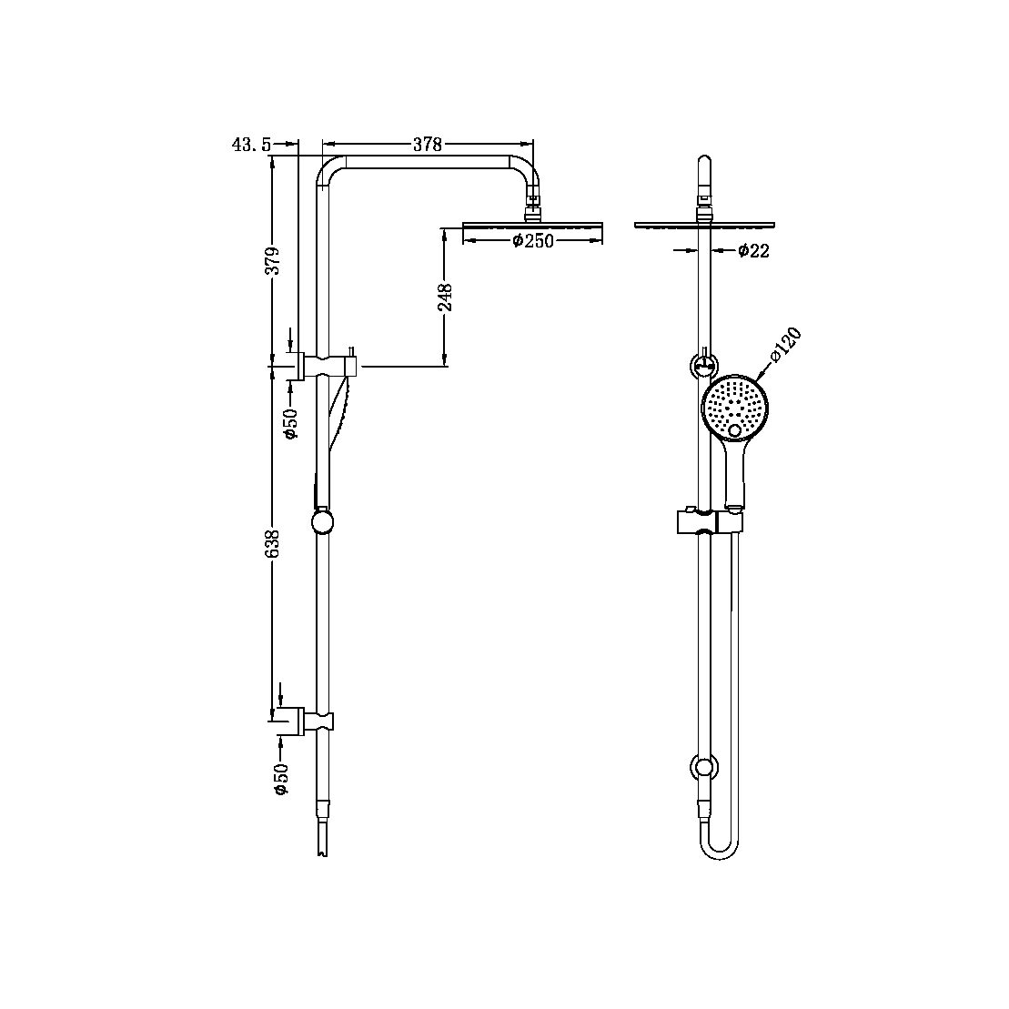 DOLCE/MECCA TWIN SHOWER SET MATTE BLACK (NR250805aMB)