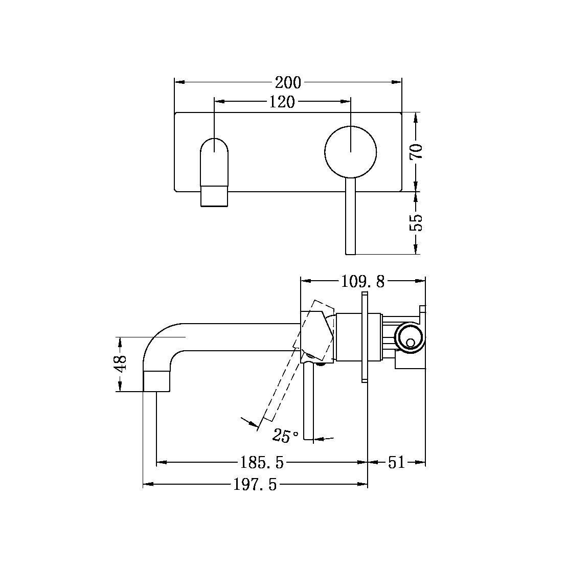 DOLCE WALL BASIN/BATH MIXER STYLISH SPOUT GUN METAL (NR250810bGM)