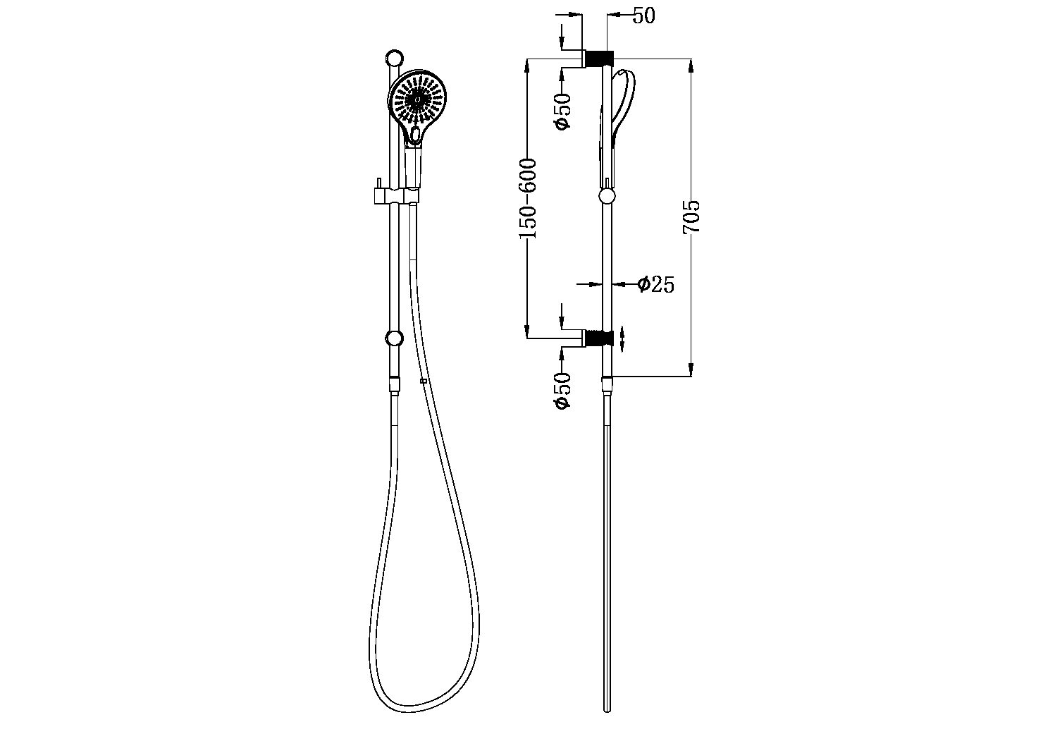 NR251905d OPAL RAIL SHOWER GRAPHITE (NR251905dGR)