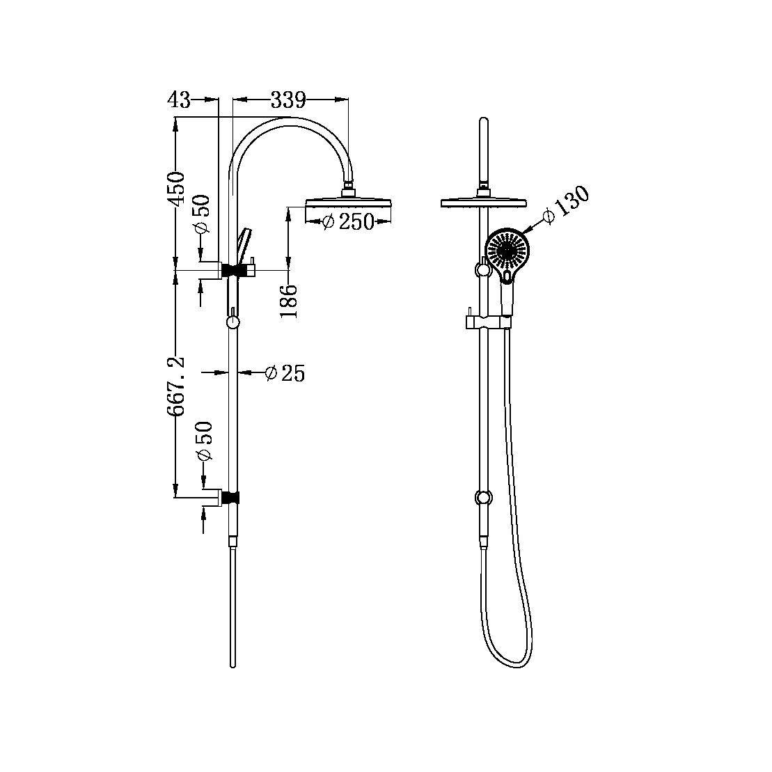 OPAL TWIN SHOWER SET BRUSHED BRONZE (NR251905eBZ)
