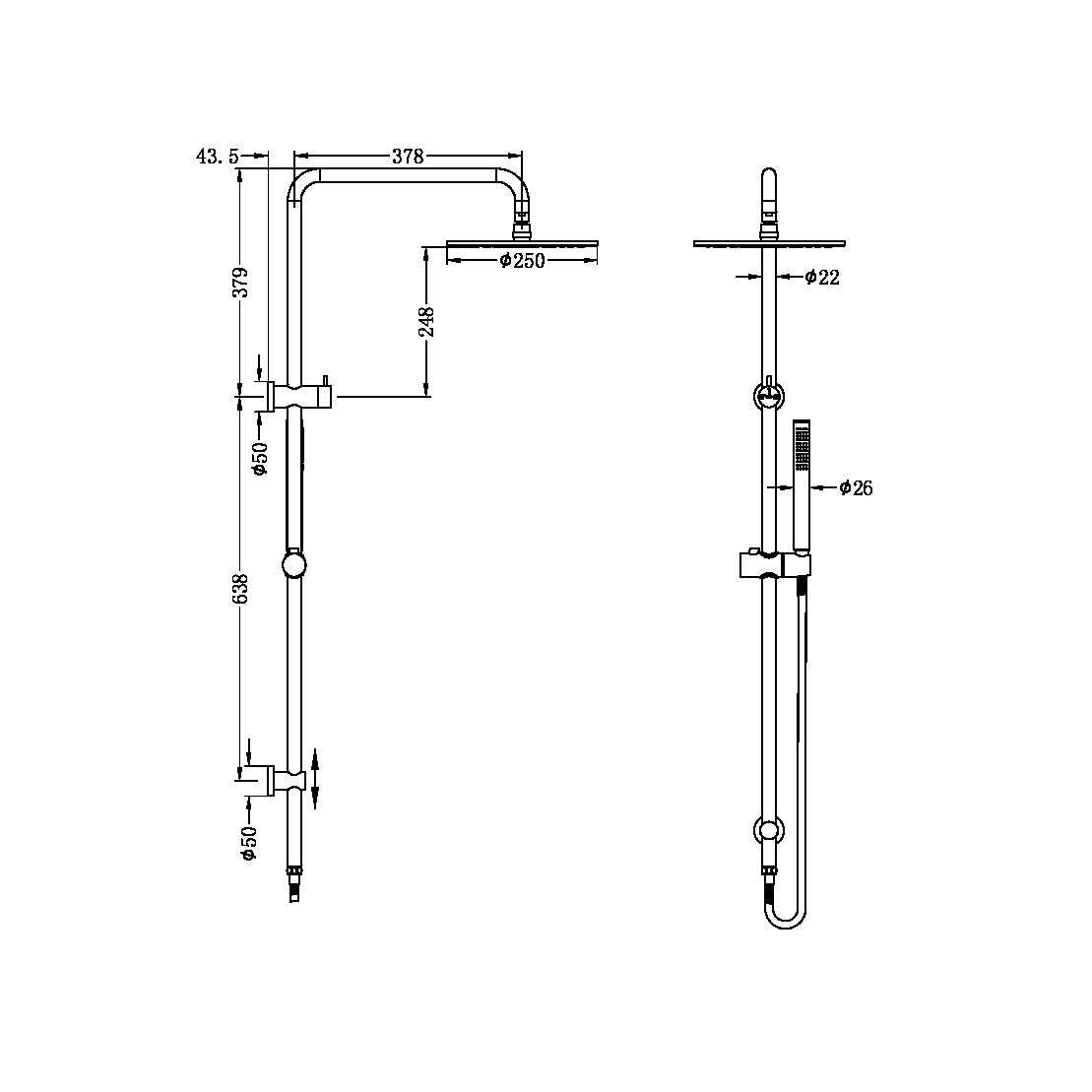 DOLCE ROUND SHOWER SET (SLIM HAND SHOWER) CHROME (NR280705csCH)