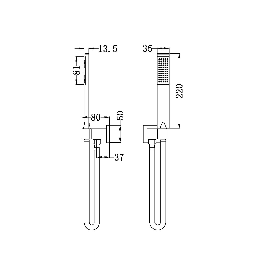 SQUARE SHOWER BRACKET MATTE BLACK (SLIM) (NR309MB)