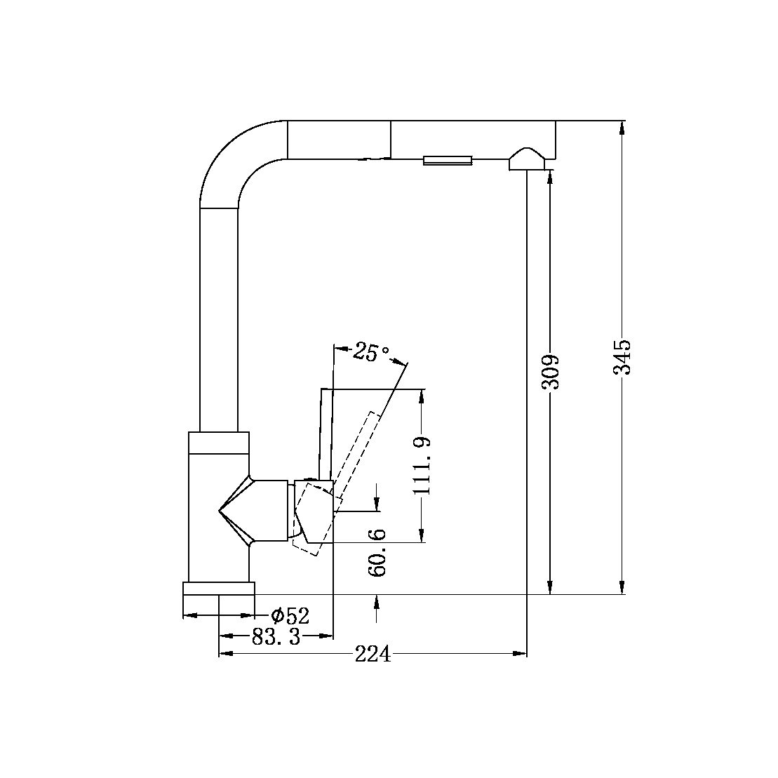 PULL OUT SINK MIXER WITH VEGIE SPRAY FUNCTION CHROME (NR311808CH)