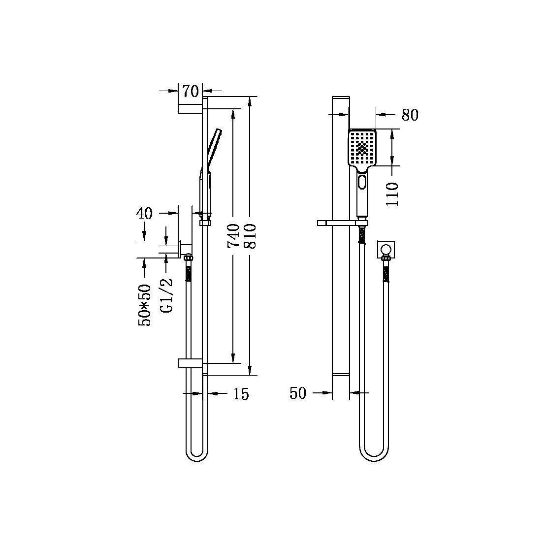 BIANCA/CELIA SHOWER RAIL BRUSHED NICKEL (NR316BN)