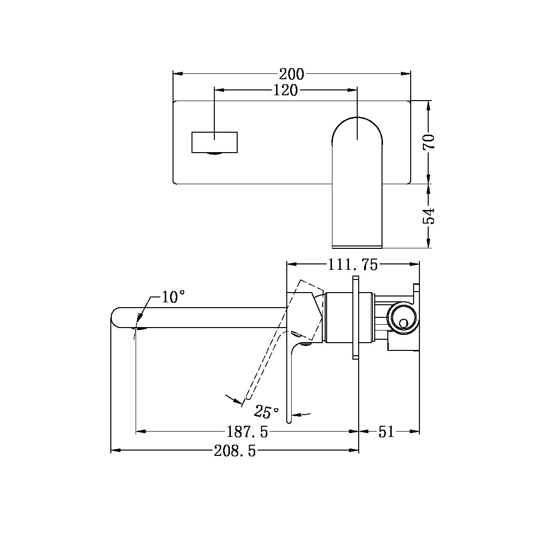 BIANCA WALL BASIN/BATH MIXER 187/230MM CHROME (NR321510aCH / NR321510bCH)