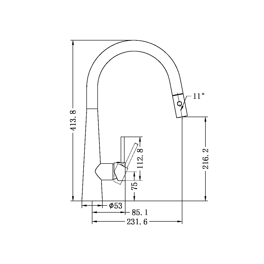 DOLCE PULL OUT SINK MIXER WITH VEGIE SPRAY FUNCTION GUN METAL (NR581009cGM)