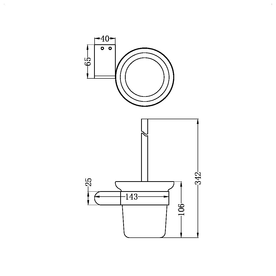 BIANCA TOILET BRUSH HOLDER GUN METAL GREY (NR9088GM)