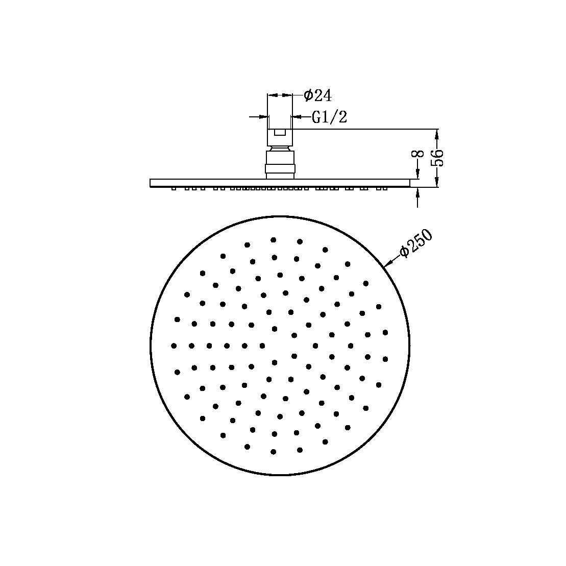 ROUND SHOWER HEAD GUN METAL GREY (NRROA1001GM)