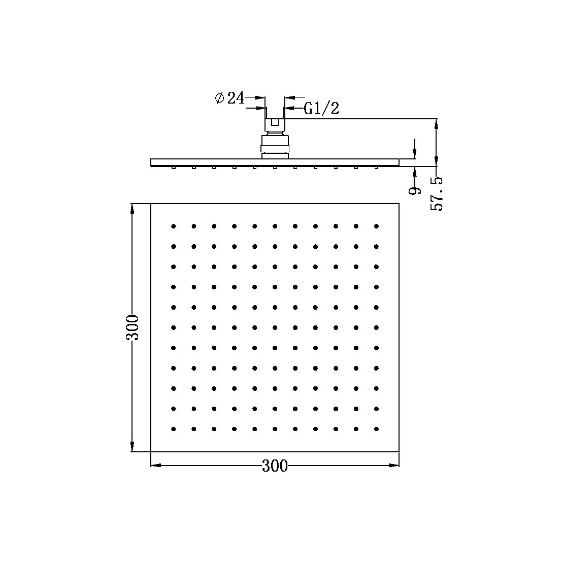 300MM SQUARE SHOWER HEAD CHROME (NRROB1202CH)
