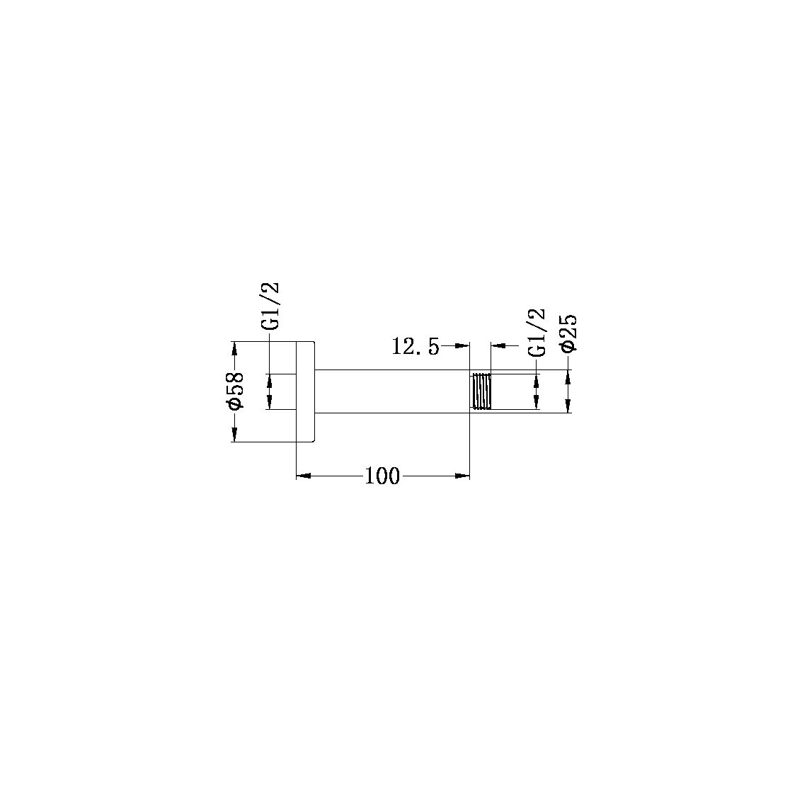 ROUND CEILING ARM 100MM MATTE BLACK (NR503100MB)