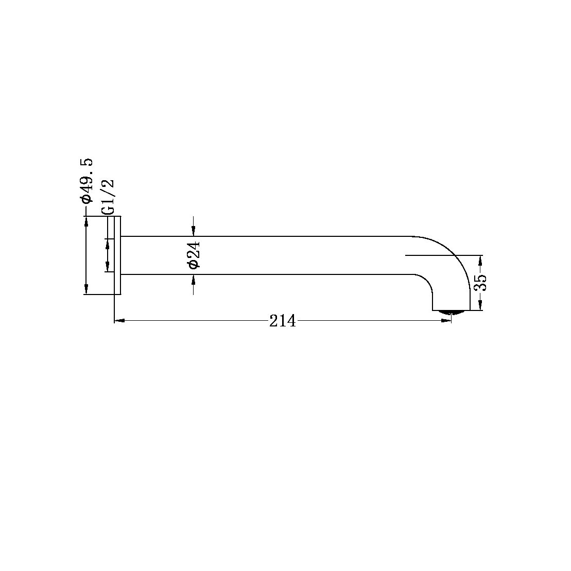 MECCA BASIN/BATH SPOUT ONLY 215/250MM GRAPHITE (NR221903215/250GR)
