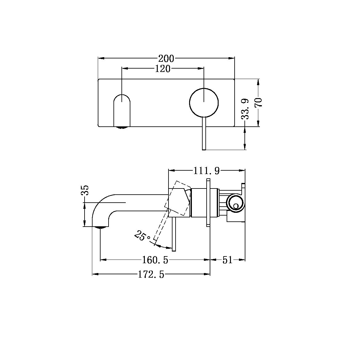 MECCA WALL BASIN/BATH MIXER 120/160/185/230/260MM SPOUT GUN METAL (NR221910a120/160/185/230/260GM)