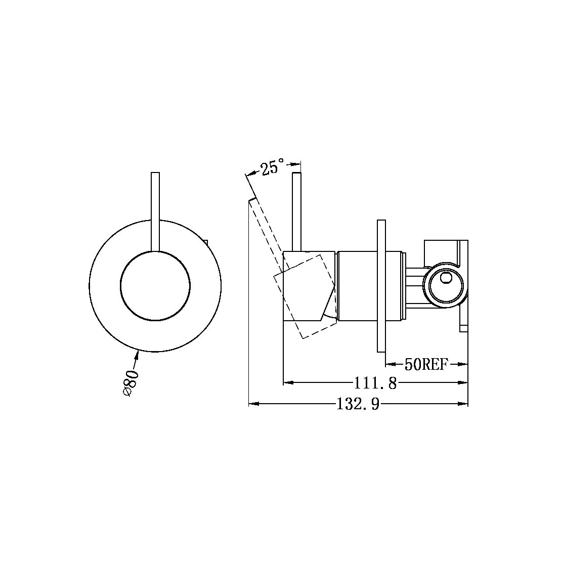 MECCA SHOWER MIXER VALVE KIT SINGLE HANDLE SHOWER VALVE BODY REPLACEMENT SINGLE FUNCTION ROUGH-IN VALVE HANDLE UP BRUSHED NICKEL (NR221911bBN)