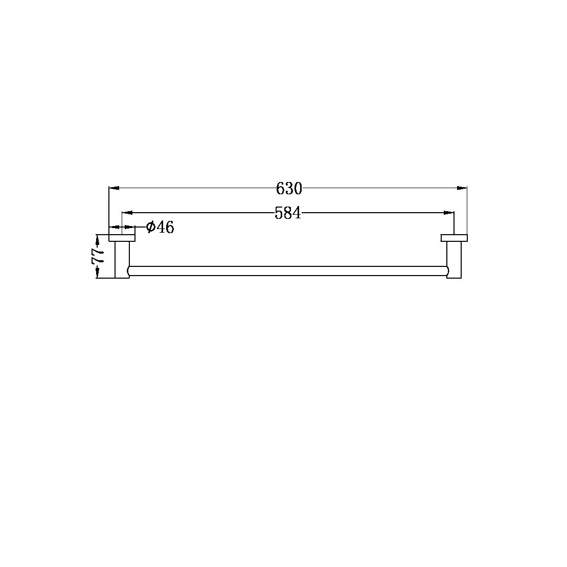 MECCA SINGLE TOWEL RAIL 600MM MATTE WHITE (NR1924MW)