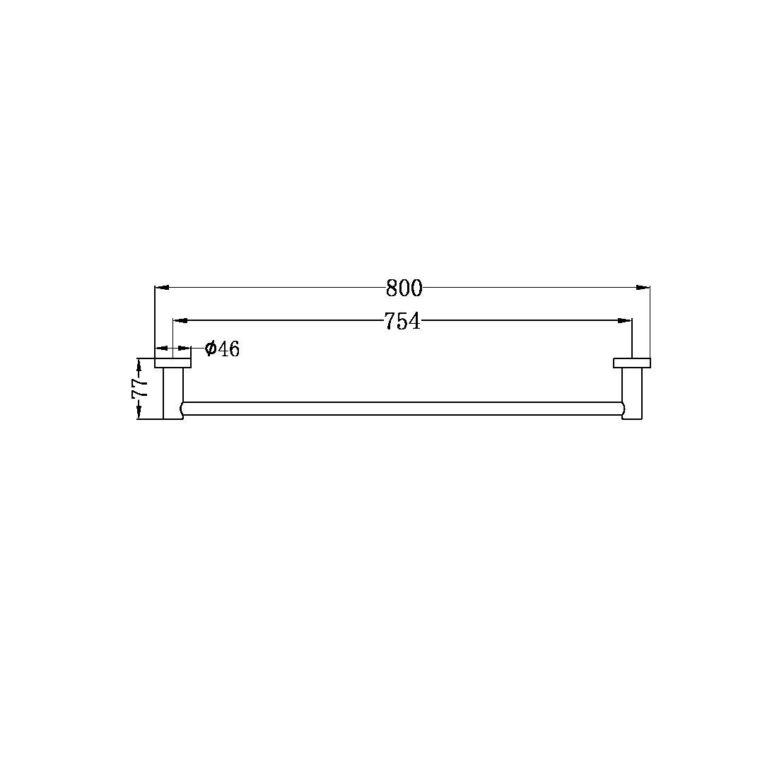 MECCA SINGLE TOWEL RAIL 800MM CHROME (NR1930CH)