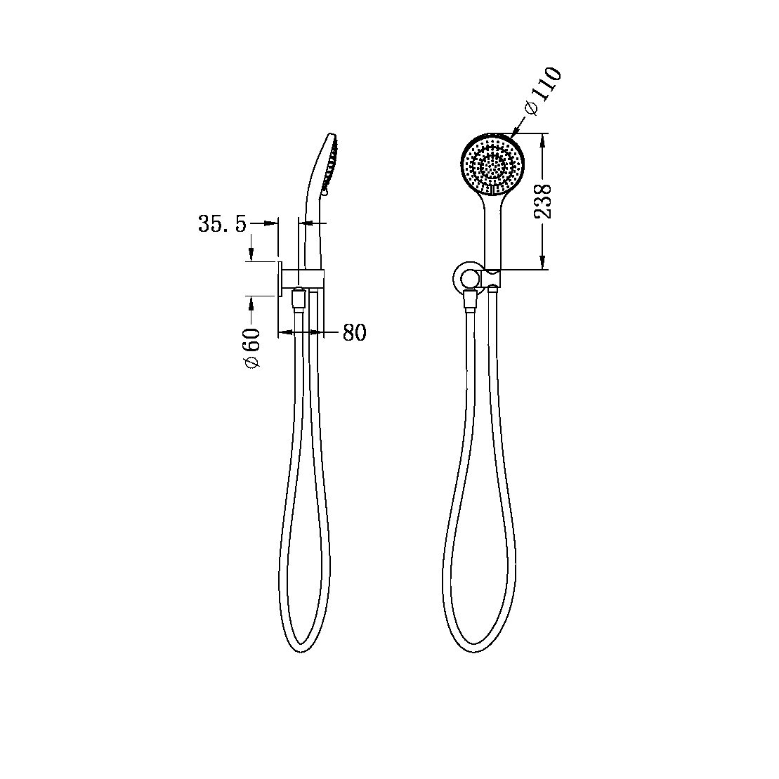 MECCA SHOWER BRACKET WITH AIR SHOWER MATTE BLACK (NR221905MB)