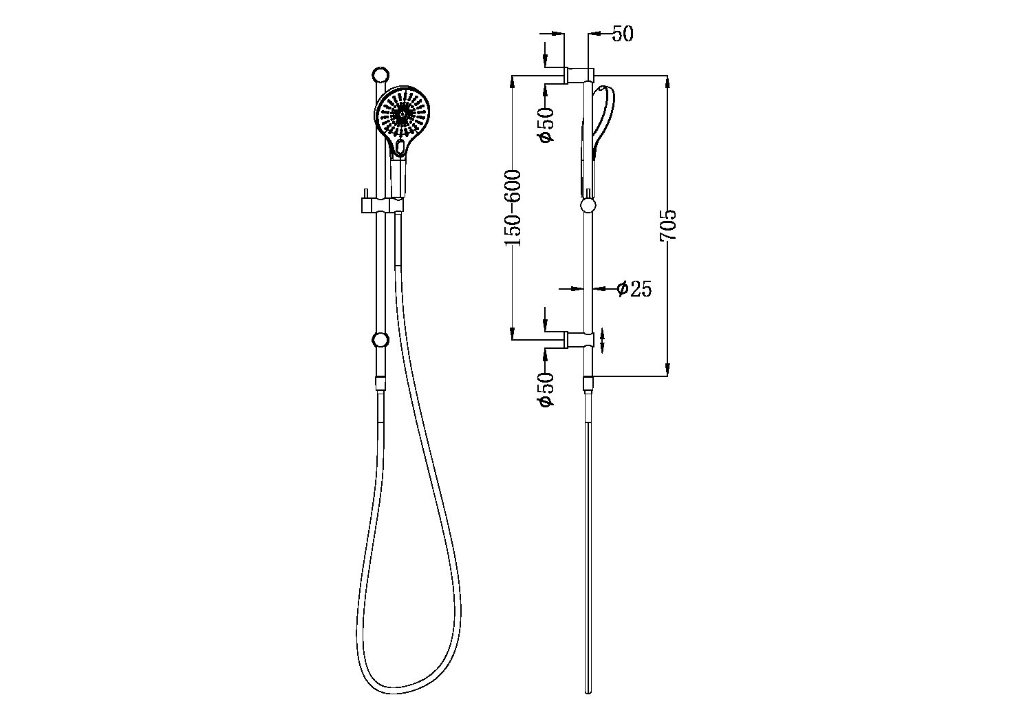 MECCA RAIL SHOWER GUN METAL (NR221905dGM)