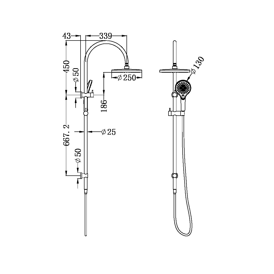 MECCA TWIN SHOWER SET GUN METAL (NR221905eGM)