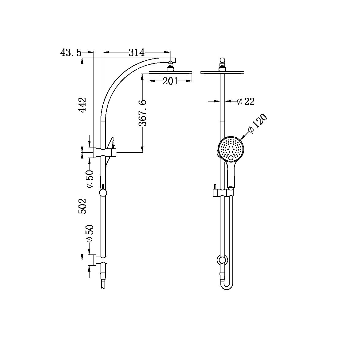 DOLCE SHOWER SET BRUSHED NICKEL (NR280705eBN)