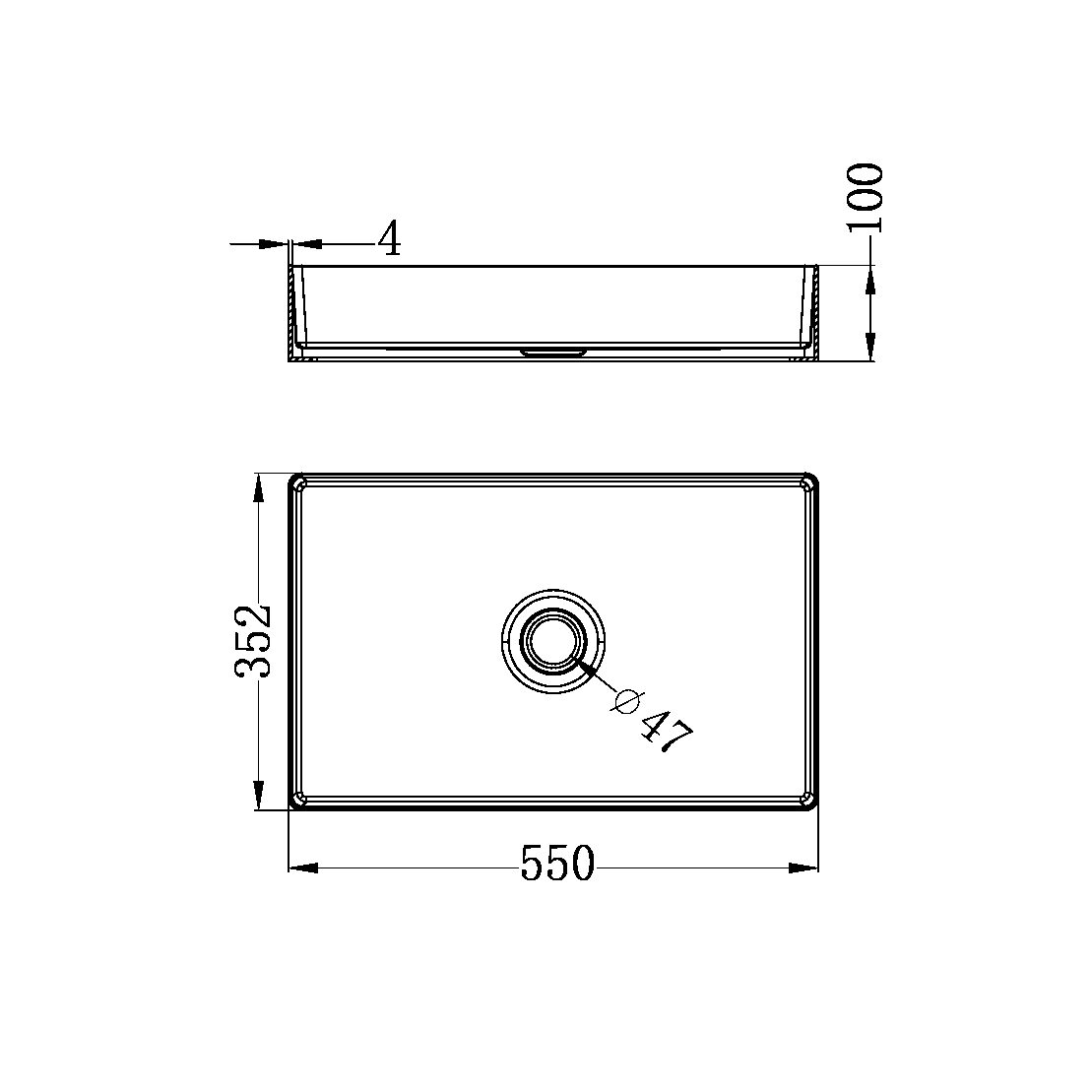 RECTANGLE STAINLESS STEEL BASIN BRUSHED NICKEL (NRB3555BN)