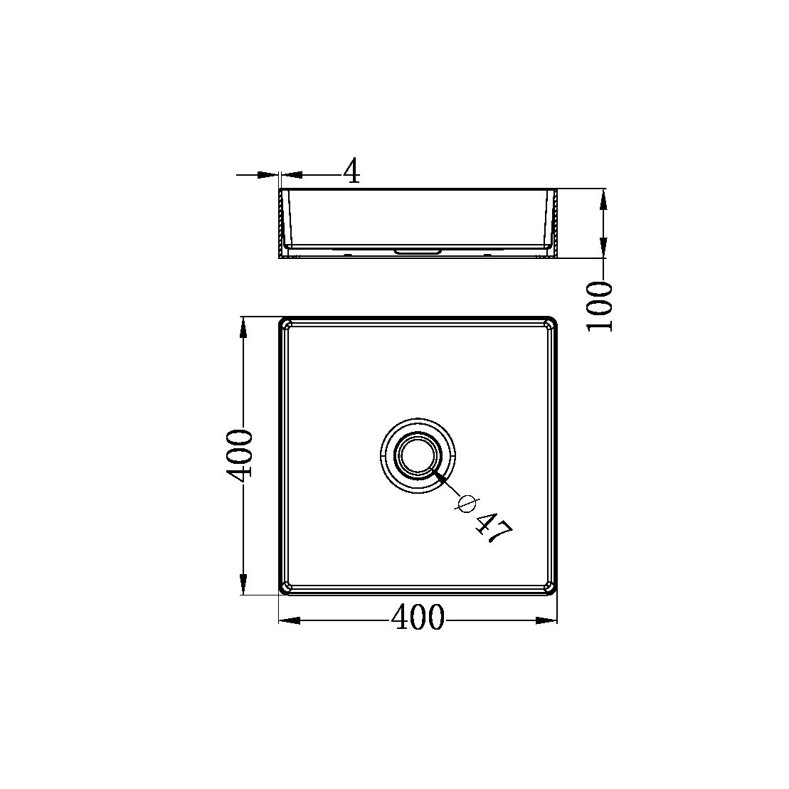 SQUARE 400MM STAINLESS STEEL BASIN BRUSHED BRONZE (NRB401sBZ)