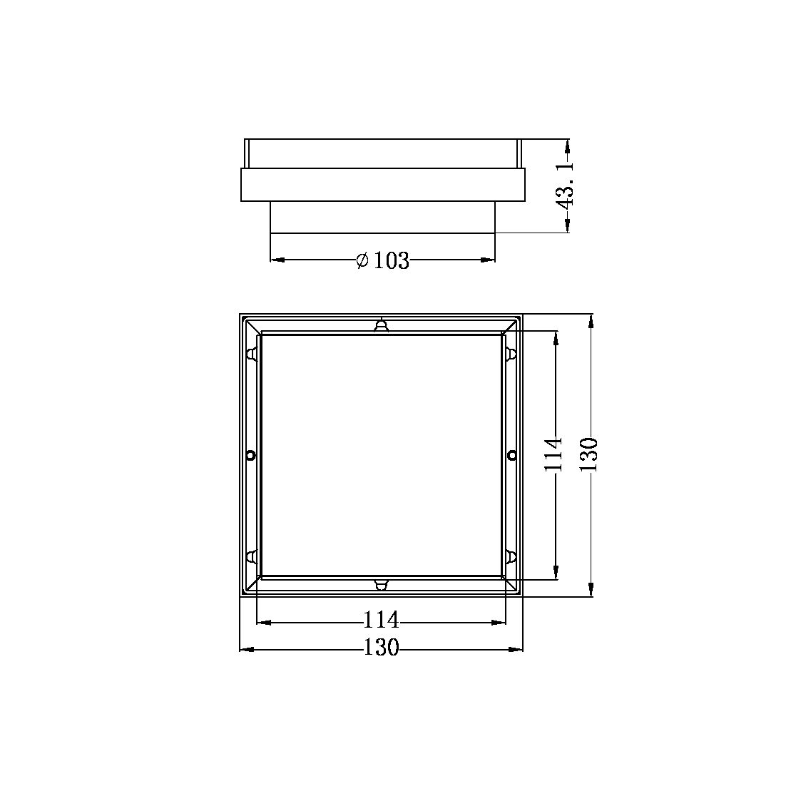 TILE INSERT FLOOR WASTE 100MM OUTLET GUN METAL (NRFW002GM)