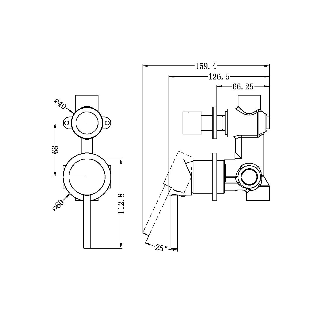 DOLCE SHOWER MIXER WITH DIVERTOR SEPARATE PLATE CHROME (NR250811eCH)