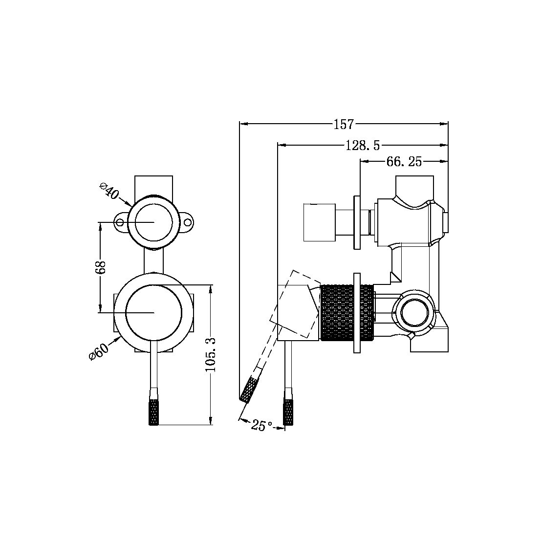 OPAL SHOWER MIXER WITH DIVERTOR SEPARATE PLATE BRUSHED BRONZE (NR251909eBZ）
