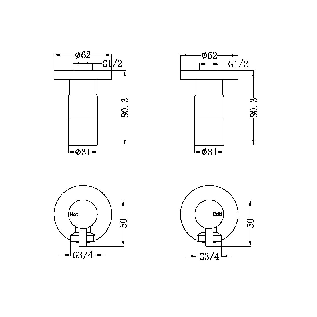 WASHING MACHINE TAP SET GUN METAL (NR262109dGM)