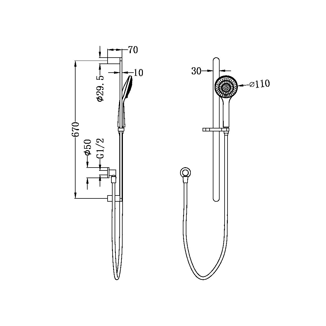 ECCO RAIL SHOWER WITH AIR SHOWER BRUSHED NICKEL (NR30802BN)