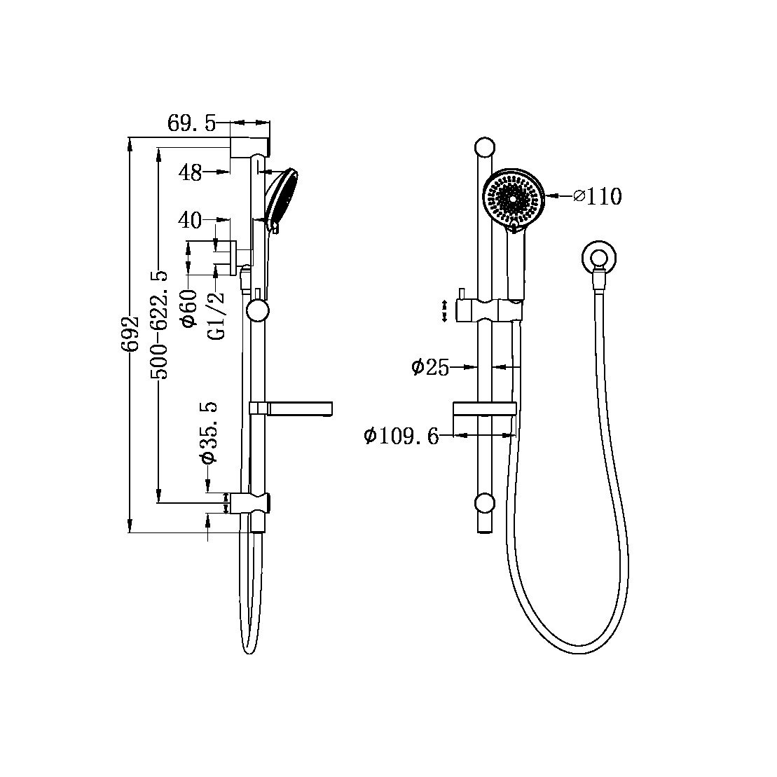 PROJECT RAIL SHOWER MATTE BLACK (NR315MB)