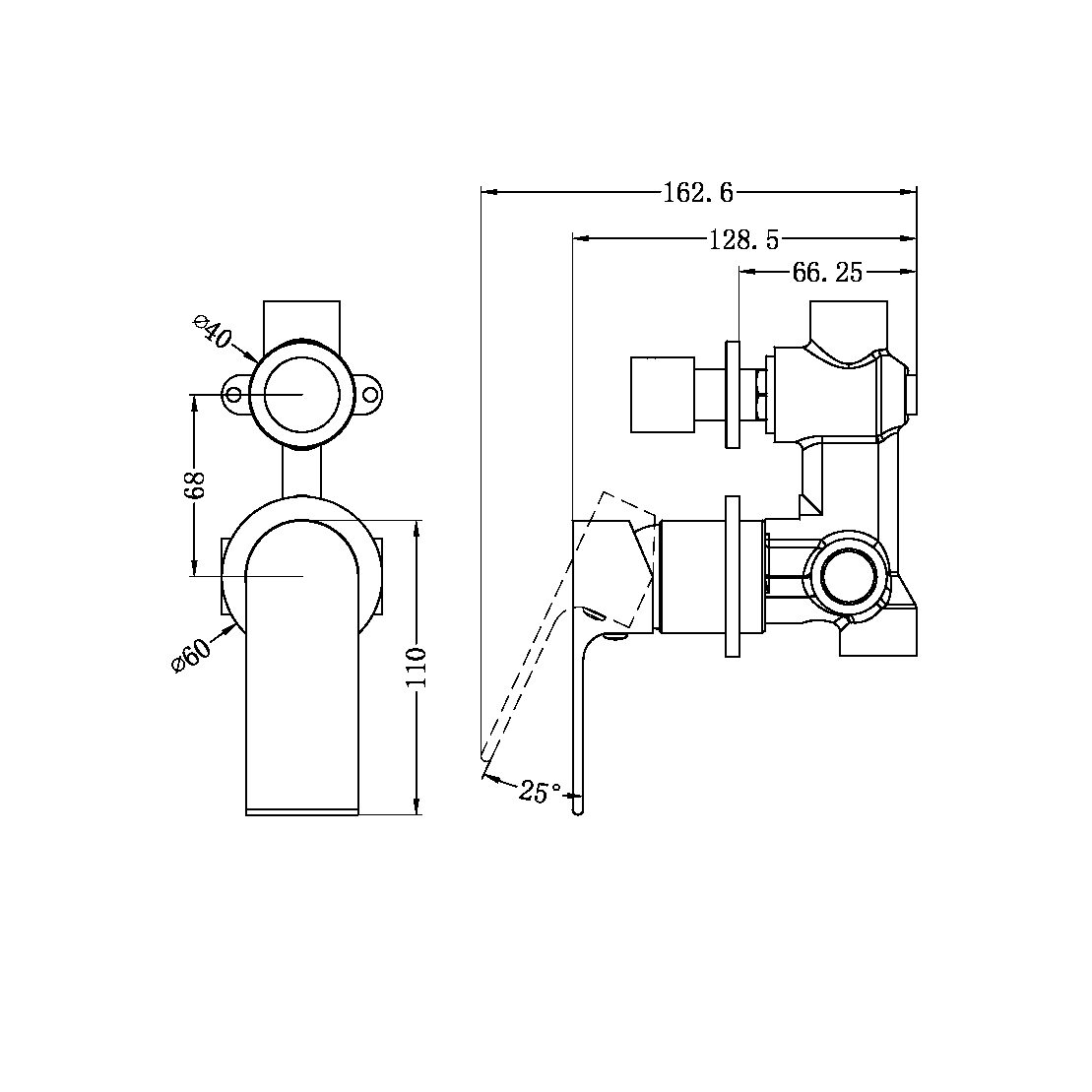 BIANCA SHOWER MIXER WITH DIVERTOR SEPARATE PLATE BRUSHED BRONZE (NR321511gBZ)