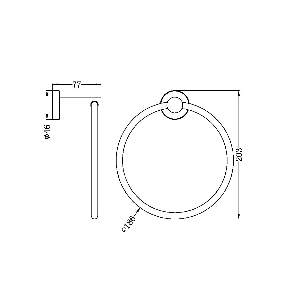 CLASSIC HAND TOWEL RING BRUSHED NICKEL (NR2080BN)