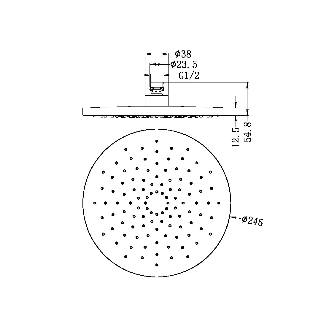 250MM ABS ROUND SHOWER HEAD BRUSHED NICKEL (NR508088BN)