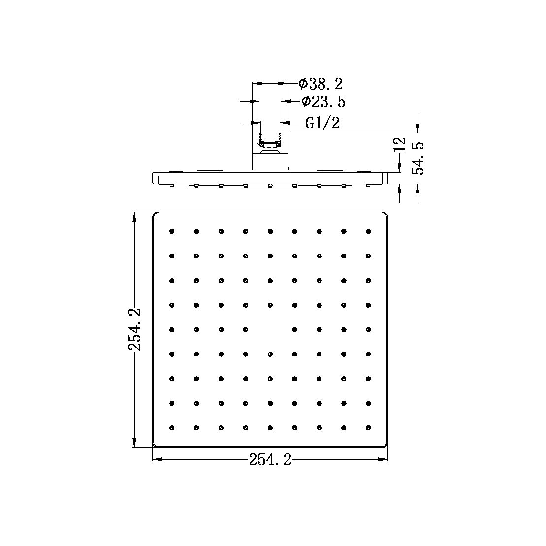 250MM ABS SQUARE SHOWER HEAD CHROME (NR508089CH)