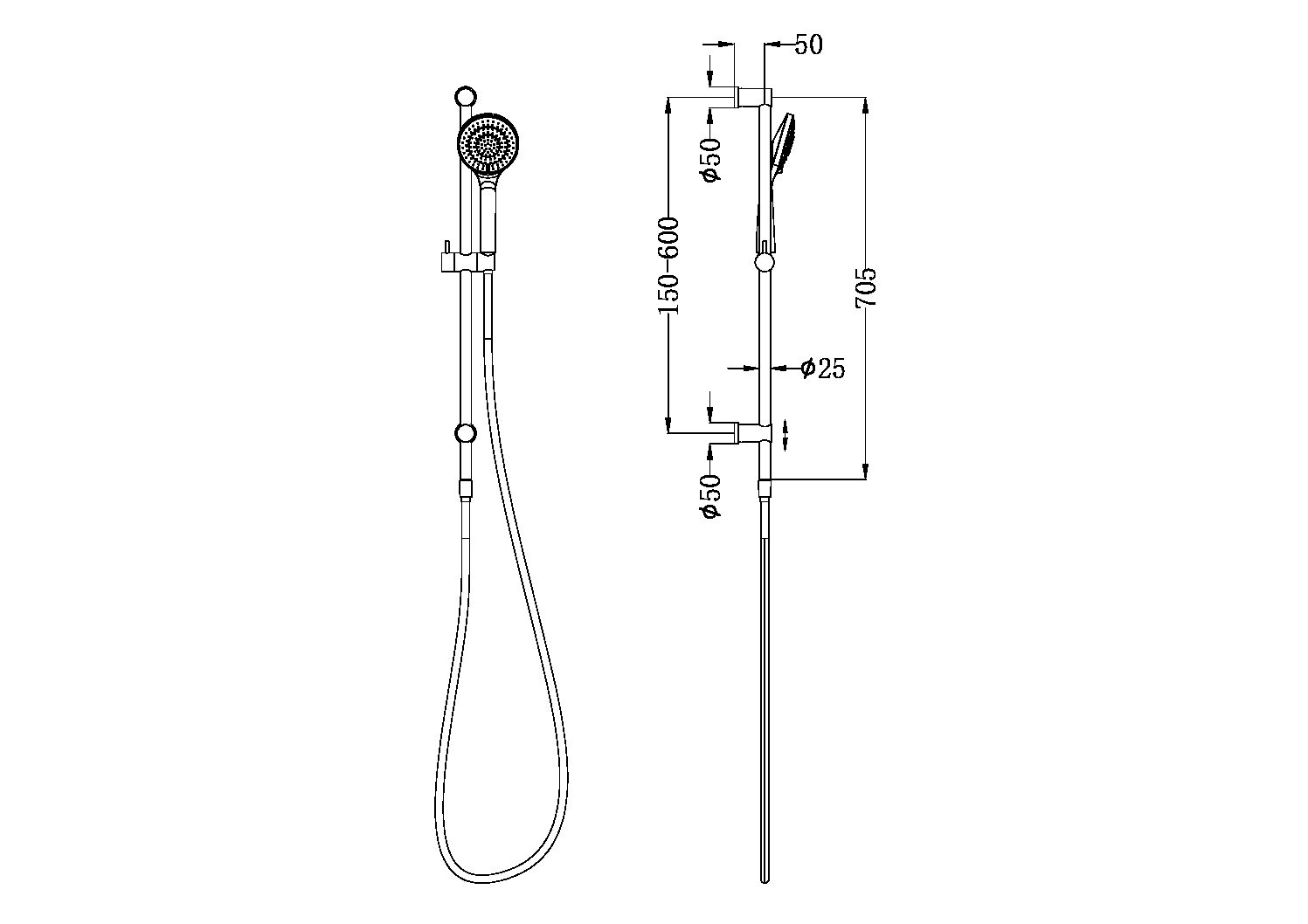 MECCA RAIL SHOWER WITH AIR SHOWER MATTE WHITE (NR221905aMW)