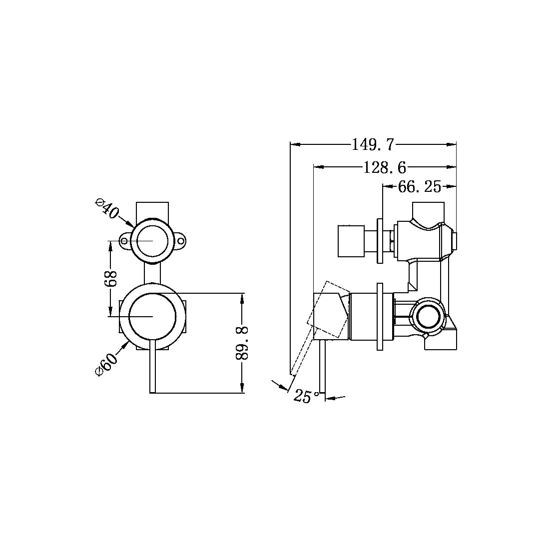 MECCA SHOWER MIXER WITH DIVERTOR SEPARATE BACK PLATE MATTE WHITE (NR221909tMW)