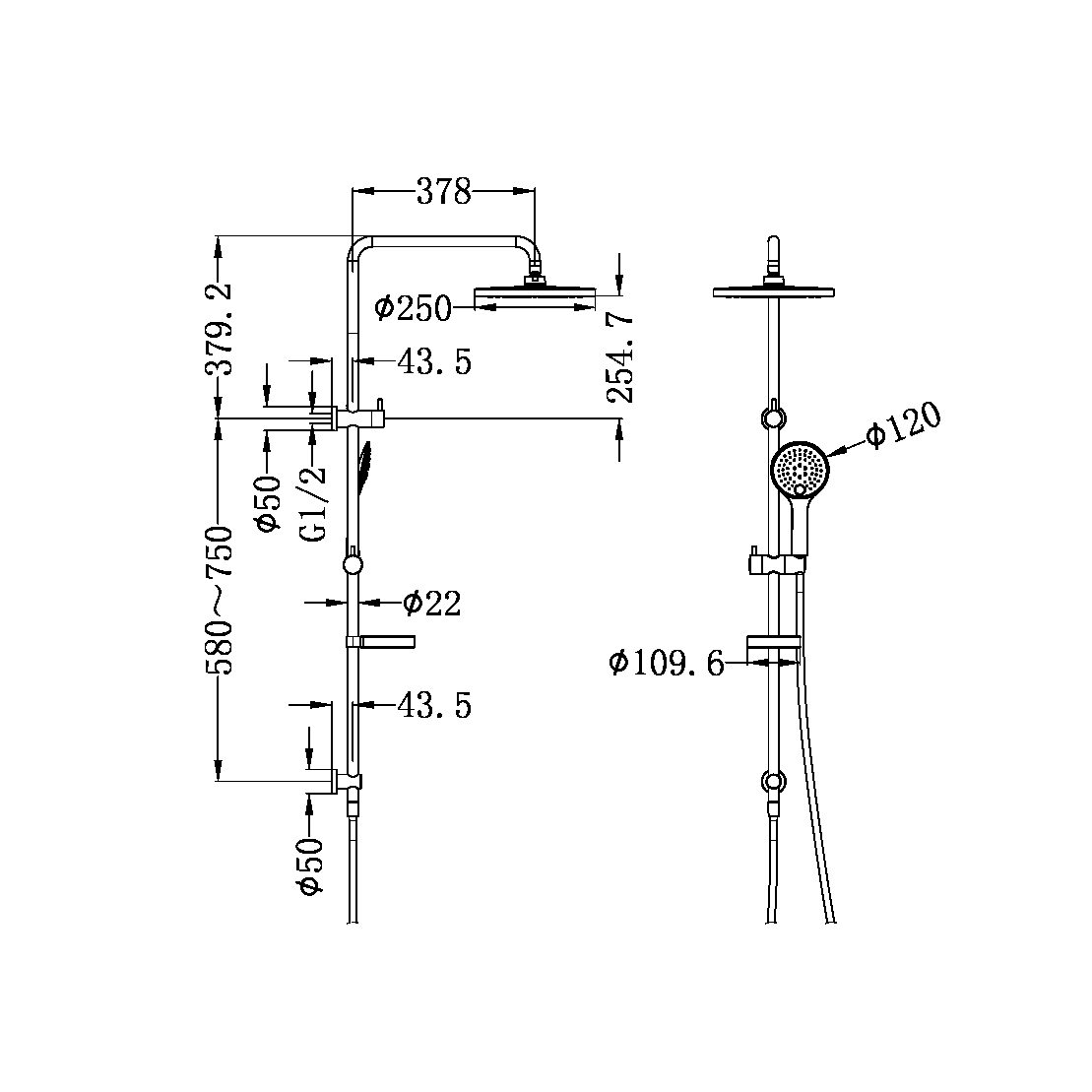 PROJECT TWIN SHOWER SET BRUSHED NICKEL (NR232105cBN)